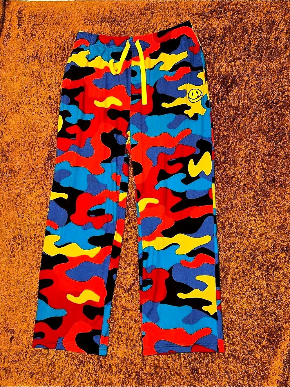 JOE BOXER Camo Sweatpants Blue & Red Size Large Like New